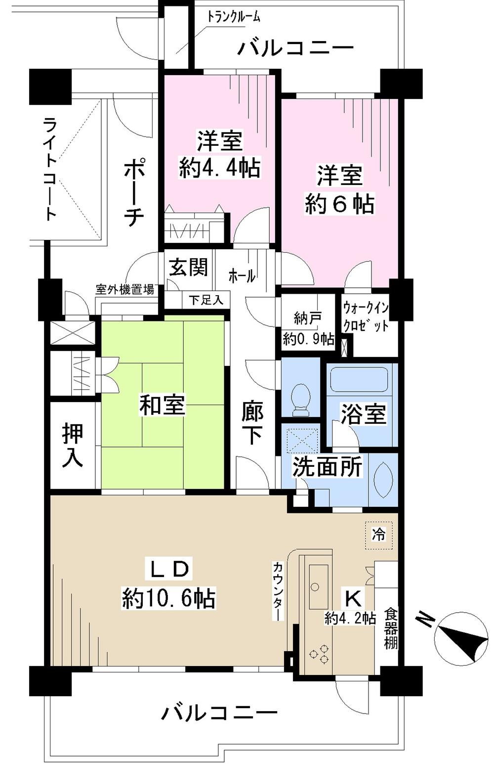 Floor plan. 3LDK, Price 21.5 million yen, Occupied area 73.15 sq m , Balcony area 18.22 sq m