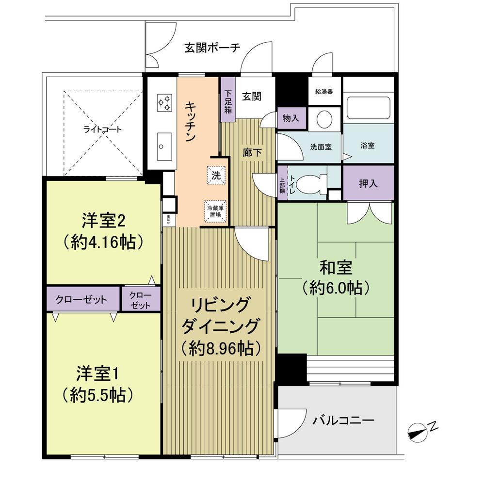 Floor plan. 3LDK, Price 16.8 million yen, Occupied area 61.88 sq m , Balcony area 4.76 sq m floor plan