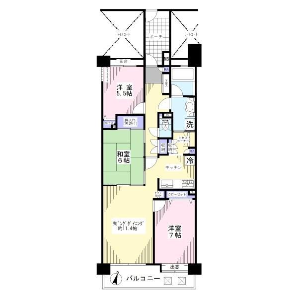 Floor plan. 3LDK, Price 21 million yen, Occupied area 78.38 sq m , Balcony area 11.05 sq m