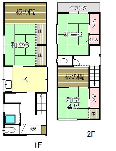 Floor plan. 19,800,000 yen, 5DK, Land area 57.41 sq m , Building area 69.66 sq m