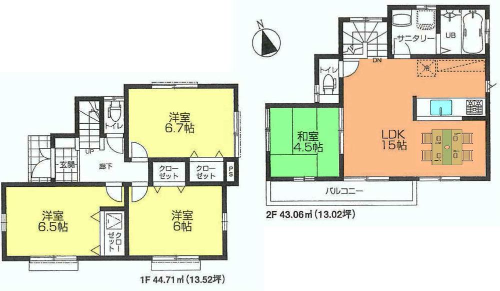 Floor plan. Price 42,800,000 yen, 4LDK, Land area 100.05 sq m , Building area 87.77 sq m