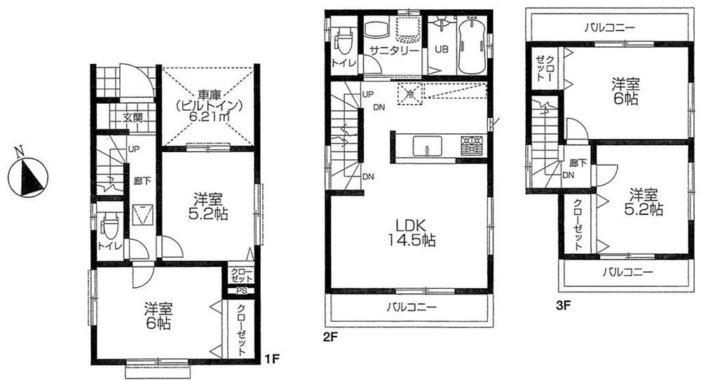 Floor plan. (Building 2), Price 39,800,000 yen, 4LDK, Land area 77.72 sq m , Building area 96.04 sq m