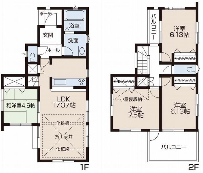 Floor plan. (1 Building), Price 39,800,000 yen, 4LDK, Land area 110 sq m , Building area 94.8 sq m