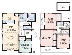 Floor plan. (4 Building), Price 41,800,000 yen, 4LDK, Land area 110 sq m , Building area 96.05 sq m