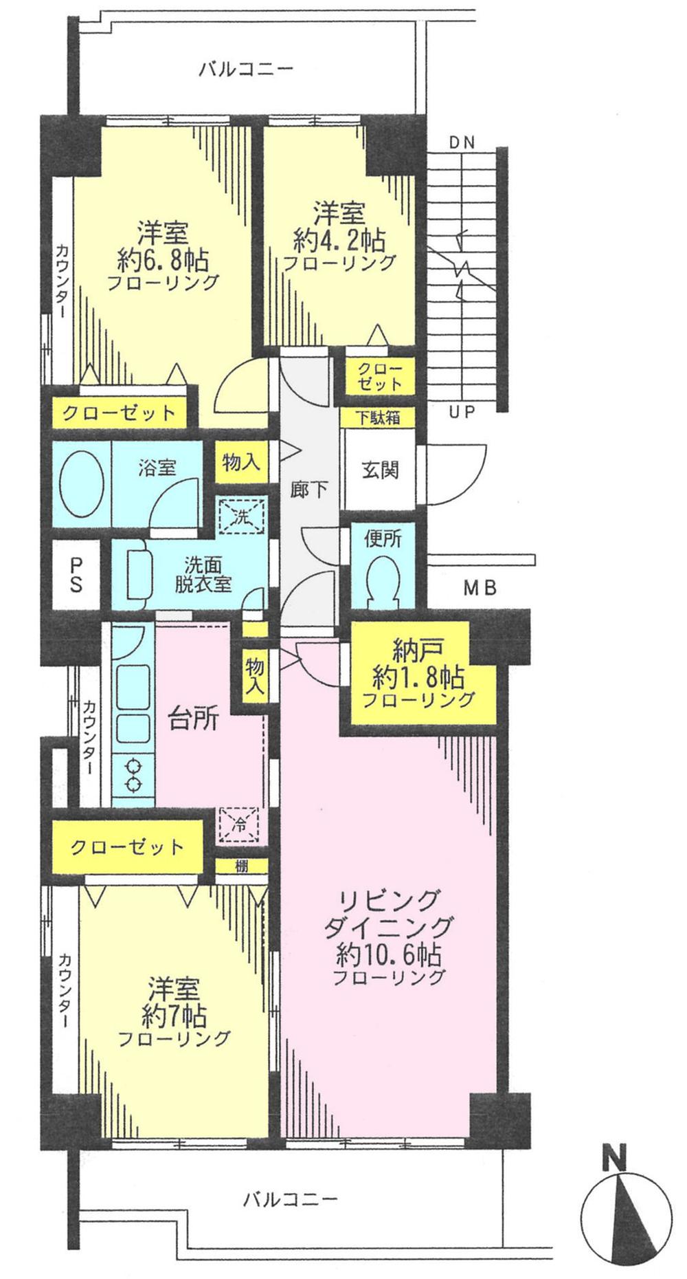 Floor plan. 3LDK, Price 38,800,000 yen, Occupied area 79.54 sq m , Balcony area 15.46 sq m floor plan