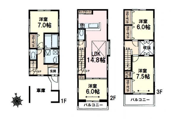 Floor plan. 39,500,000 yen, 4LDK, Land area 70 sq m , Building area 115.09 sq m