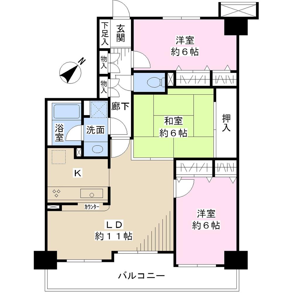 Floor plan. 3LDK, Price 25,800,000 yen, Occupied area 73.82 sq m , Balcony area 9.81 sq m