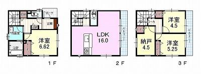 Floor plan. (4 Building), Price 43,800,000 yen, 3LDK+S, Land area 60.04 sq m , Building area 95.21 sq m