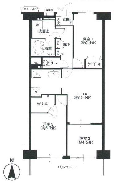 Floor plan. 3LDK, Price 21.9 million yen, Footprint 61.6 sq m , Balcony area 7.84 sq m