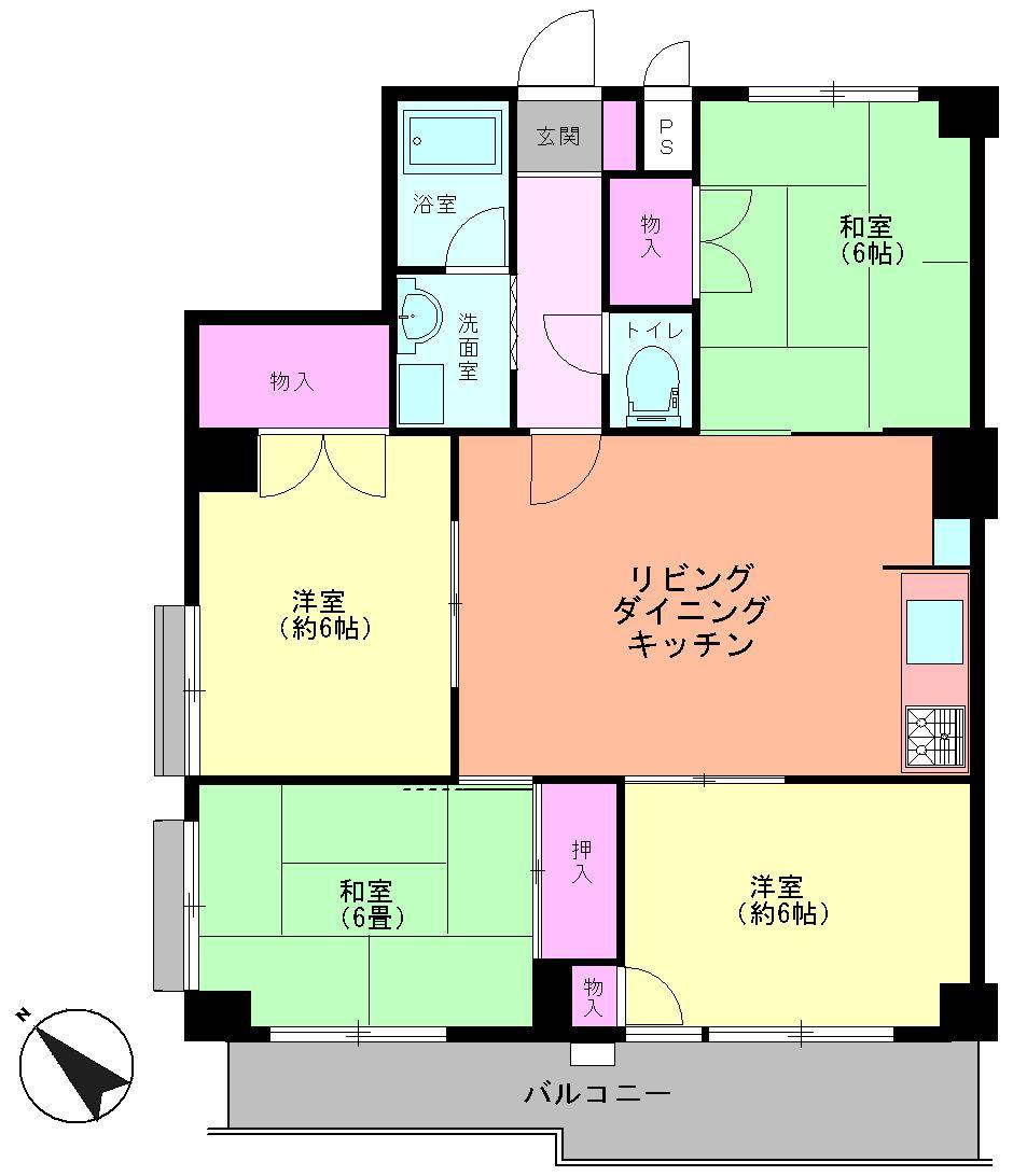 Floor plan. 4LDK, Price 10,950,000 yen, Occupied area 75.51 sq m , Balcony area 8.52 sq m Floor