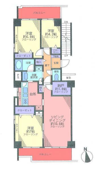 Floor plan. 3LDK+S, Price 39,800,000 yen, Occupied area 79.54 sq m , Balcony area 15.46 sq m