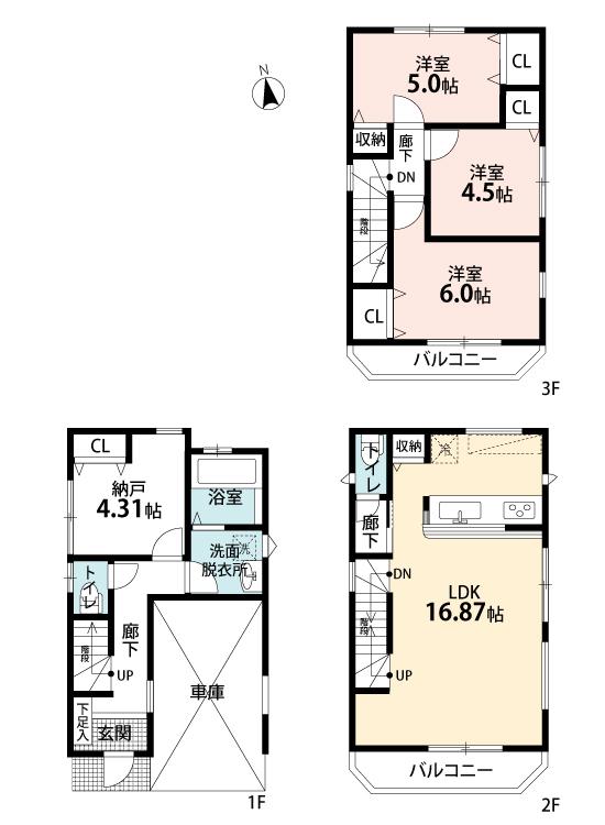 Floor plan. (9 Building), Price 43,800,000 yen, 3LDK+S, Land area 60.05 sq m , Building area 104.01 sq m