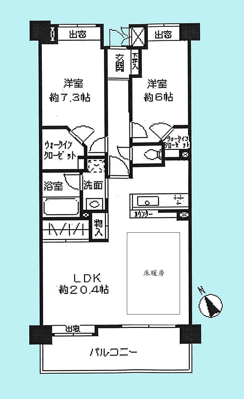 Floor plan. 2LDK + S (storeroom), Price 31,800,000 yen, Occupied area 75.01 sq m , Balcony area 12.4 sq m