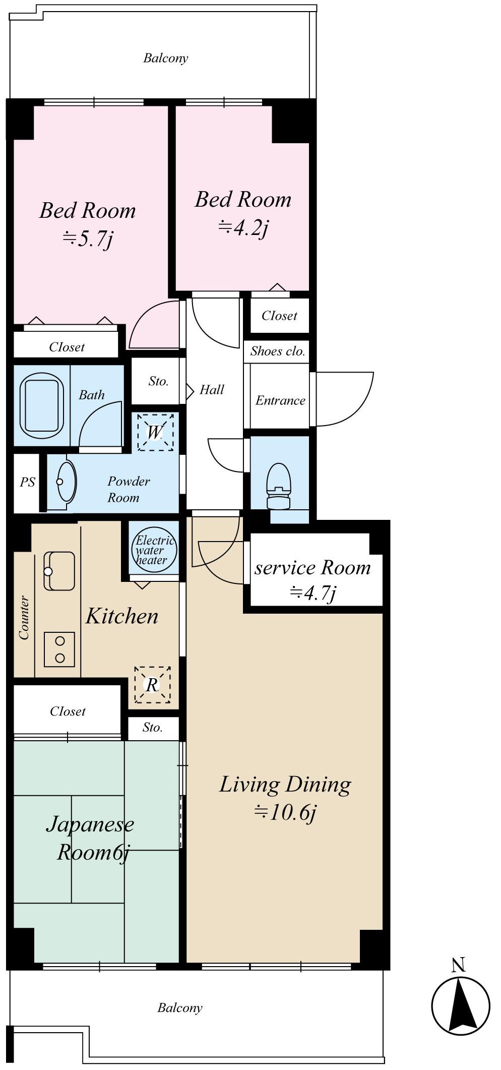 Floor plan. 3LDK + S (storeroom), Price 29,800,000 yen, Occupied area 74.61 sq m , Balcony area 15.46 sq m floor plan