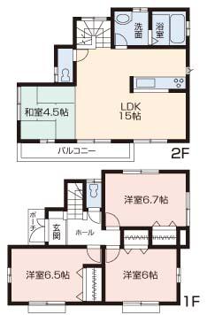 Floor plan. (1 Building), Price 42,800,000 yen, 4LDK, Land area 100.05 sq m , Building area 87.77 sq m