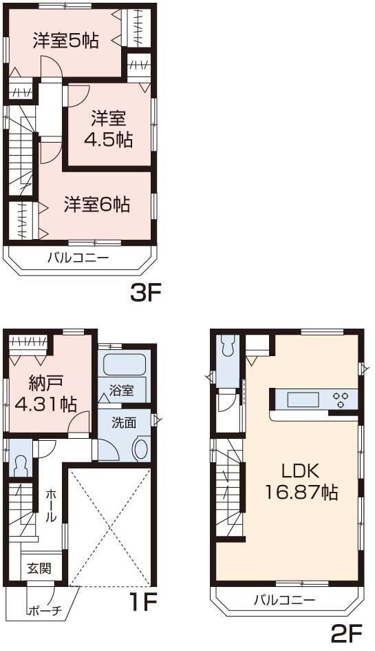 Floor plan. (9 Building), Price 43,800,000 yen, 3LDK+S, Land area 60.05 sq m , Building area 104.01 sq m