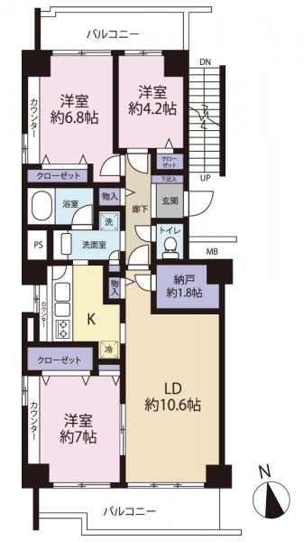 Floor plan. 3LDK+3S, Price 38,800,000 yen, Occupied area 79.54 sq m , Balcony area 15.46 sq m