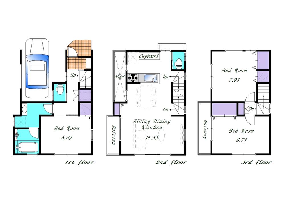 Floor plan. (A Building), Price 34,800,000 yen, 3LDK, Land area 56.62 sq m , Building area 93.14 sq m