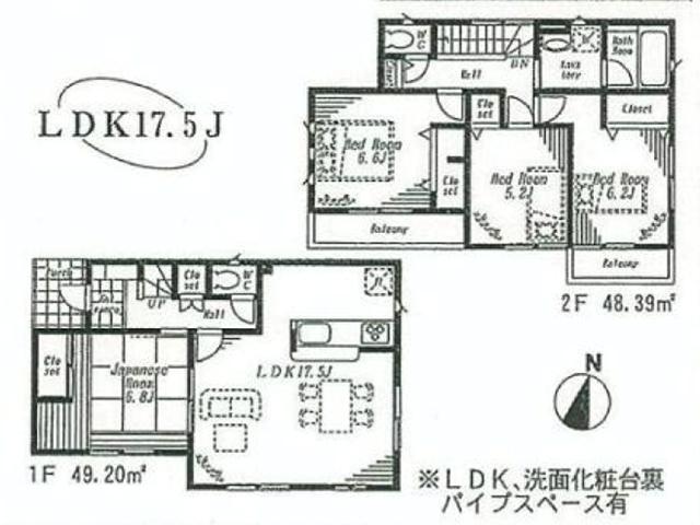 Floor plan. (5 Building), Price 40,800,000 yen, 4LDK, Land area 100.1 sq m , Building area 97.59 sq m