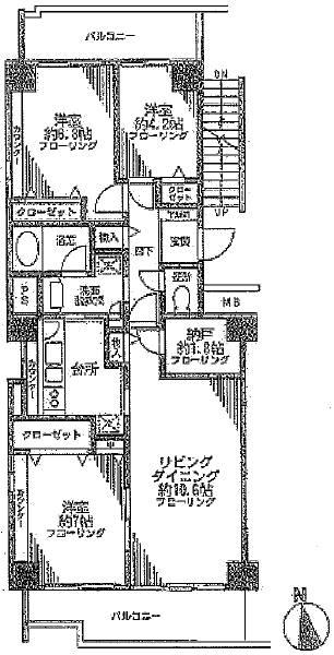 Floor plan. 3LDK + S (storeroom), Price 38,800,000 yen, Occupied area 79.54 sq m , Balcony area 15.46 sq m