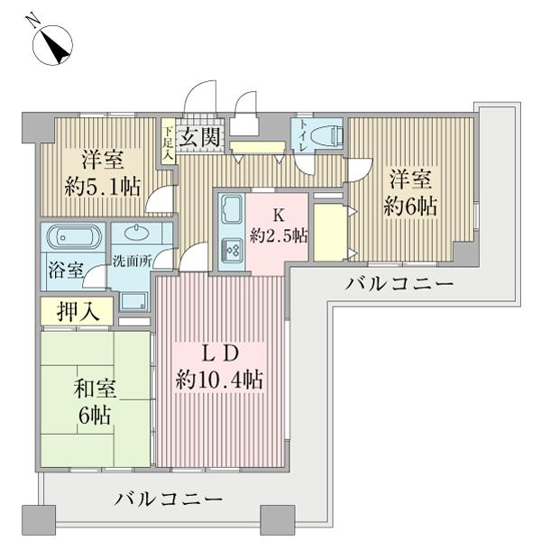 Floor plan. 3LDK, Price 20.8 million yen, Occupied area 70.79 sq m , Balcony area 20.4 sq m