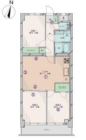 Floor plan. 3LDK, Price 20.8 million yen, Occupied area 63.18 sq m , Balcony area 6.48 sq m