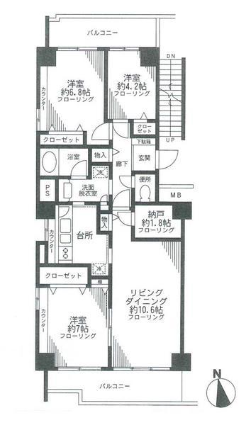Floor plan. 3LDK+S, Price 38,800,000 yen, Occupied area 79.54 sq m , Balcony area 15.46 sq m