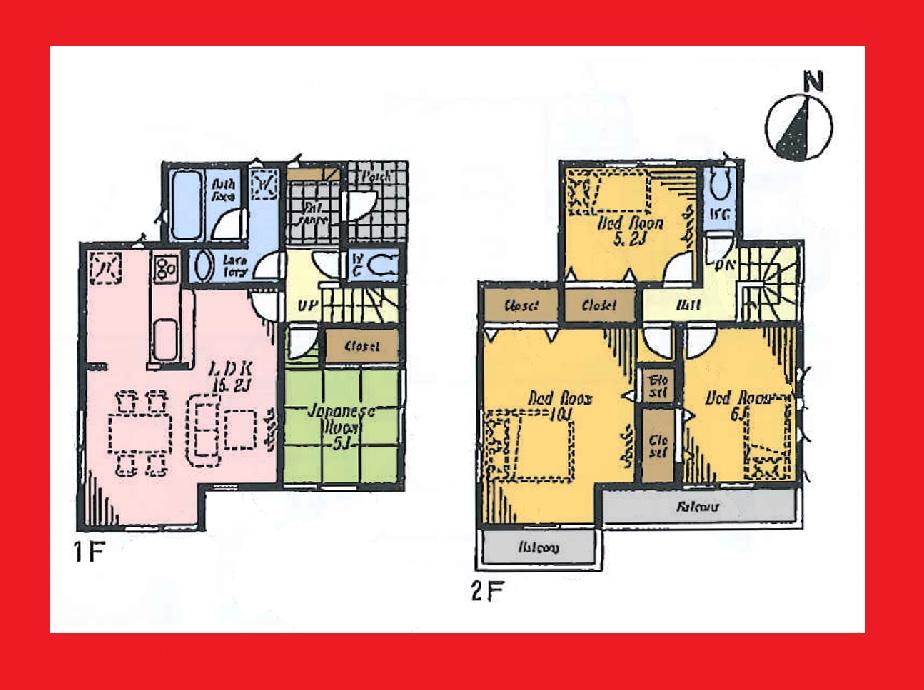 Floor plan. (1 Building), Price 42,800,000 yen, 4LDK, Land area 100.09 sq m , Building area 95.58 sq m