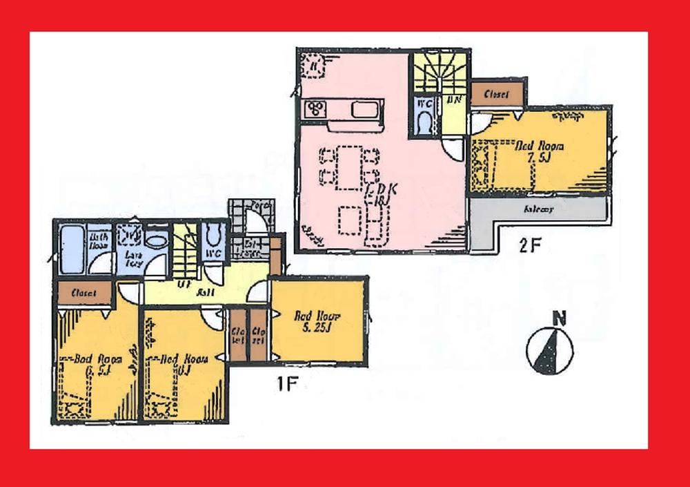 Floor plan. (9 Building), Price 39,800,000 yen, 4LDK, Land area 100.09 sq m , Building area 95.98 sq m