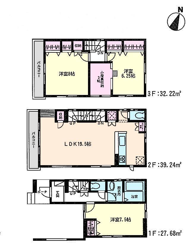 Floor plan. 39,580,000 yen, 3LDK, Land area 70 sq m , Building area 99.14 sq m