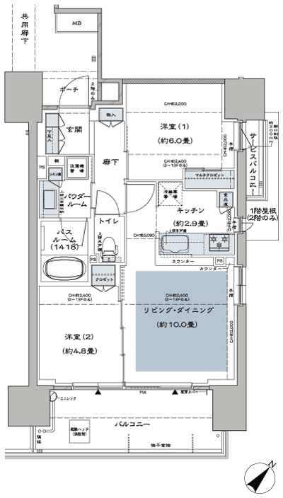 Floor: 2LD ・ K, the occupied area: 54.67 sq m, Price: 34,200,000 yen, now on sale