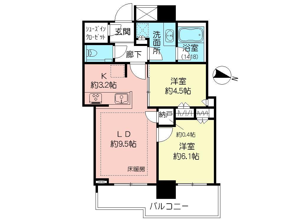 Floor plan. 2LDK + S (storeroom), Price 30,400,000 yen, Occupied area 54.24 sq m , Balcony area 9.44 sq m