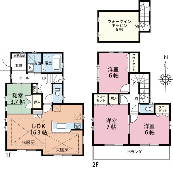 Floor plan. (7 Building), Price 39,800,000 yen, 3LDK, Land area 102.28 sq m , Building area 95.43 sq m