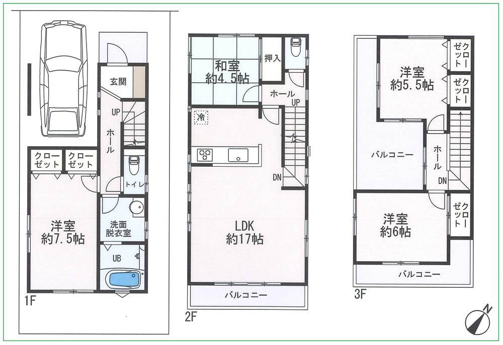 Floor plan. (4 Building), Price 36,800,000 yen, 4LDK, Land area 71.29 sq m , Building area 110.96 sq m