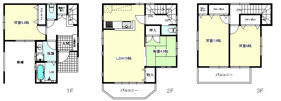 Floor plan. (A Building), Price 46,800,000 yen, 4LDK, Land area 71.39 sq m , Building area 110.95 sq m
