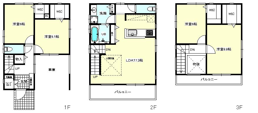 Floor plan. (F Building), Price 45,800,000 yen, 4LDK, Land area 86.76 sq m , Building area 123.17 sq m