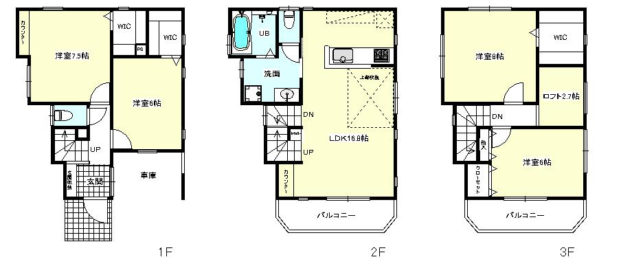 Floor plan. (G Building), Price 44,800,000 yen, 4LDK, Land area 113.13 sq m , Building area 112.95 sq m