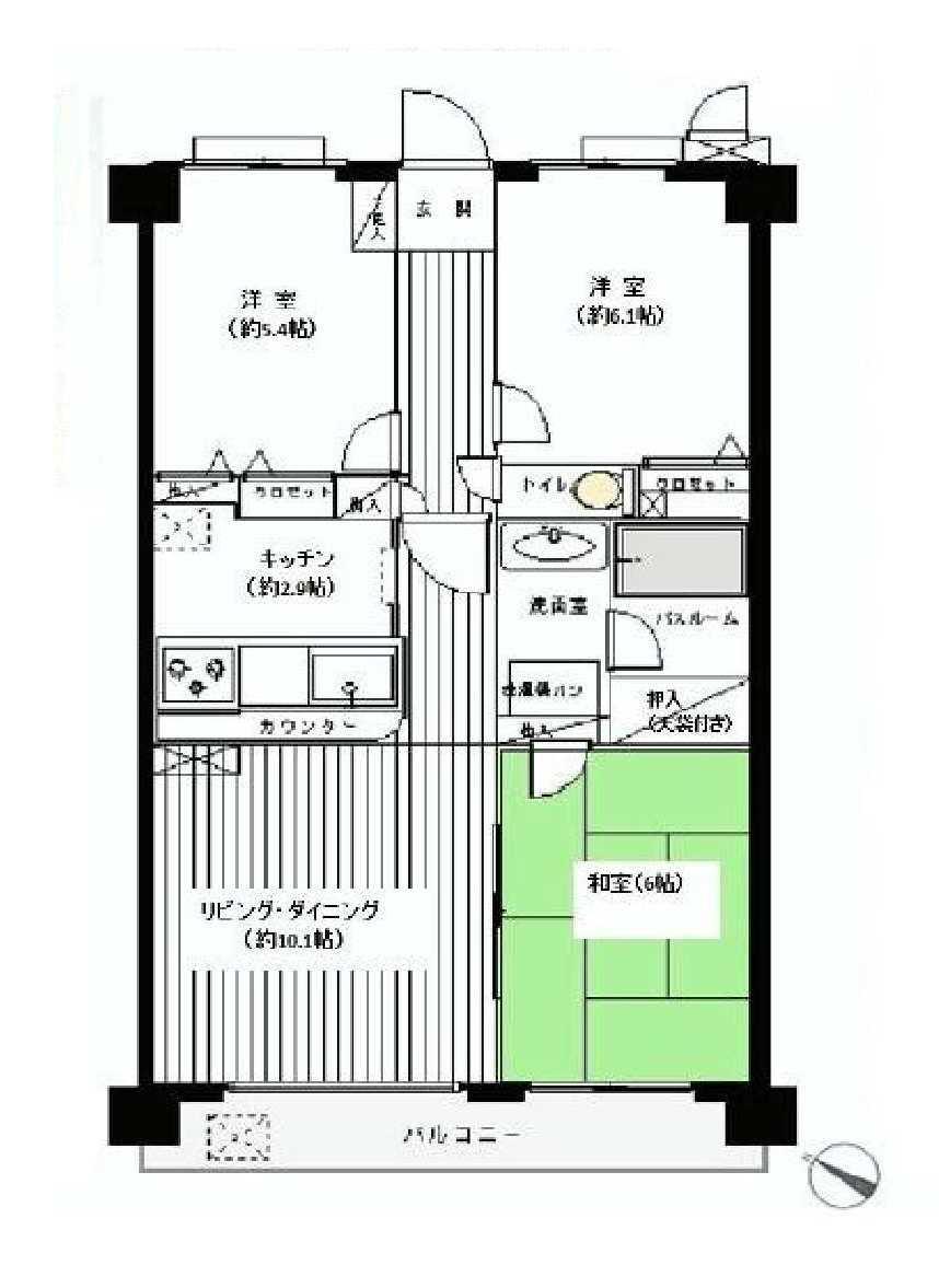 Floor plan. 3LDK, Price 24,800,000 yen, Footprint 66 sq m 3LDK