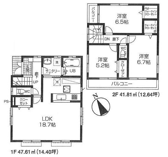 Floor plan. (3 Building), Price 37,800,000 yen, 3LDK, Land area 103.9 sq m , Building area 89.42 sq m