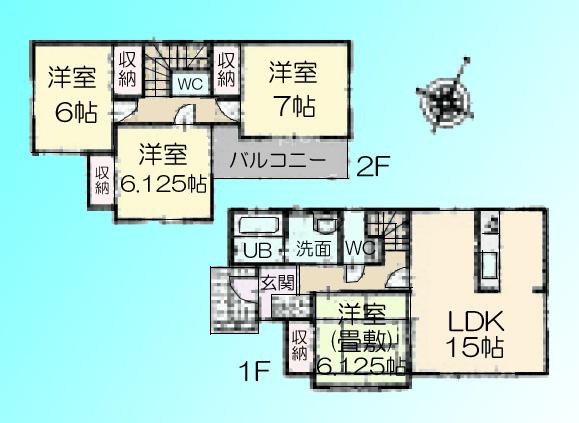 Floor plan. 48,400,000 yen, 4LDK, Land area 115 sq m , Building area 98.12 sq m