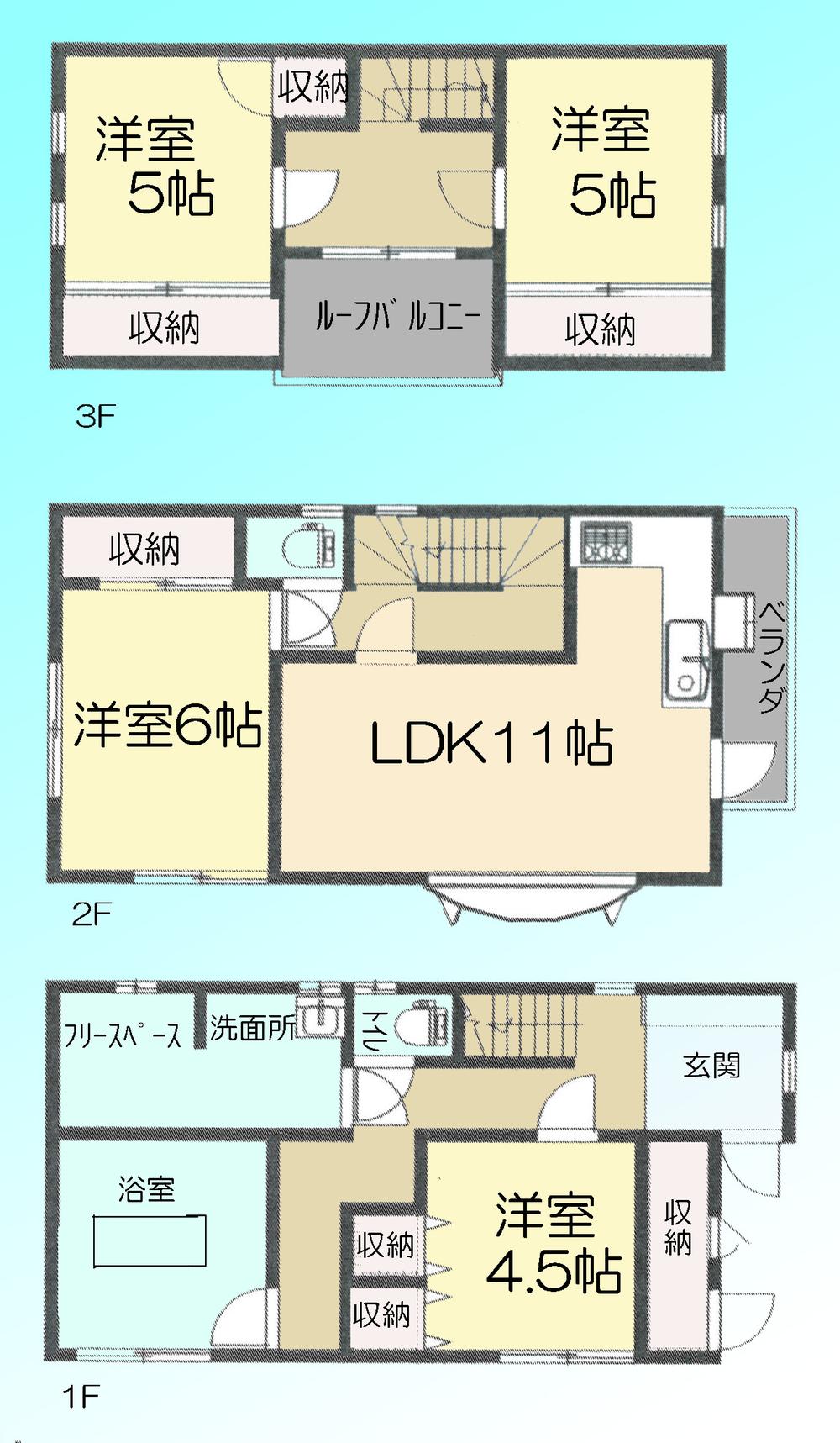 Floor plan. 28,900,000 yen, 4LDK, Land area 69.42 sq m , Building area 106.81 sq m