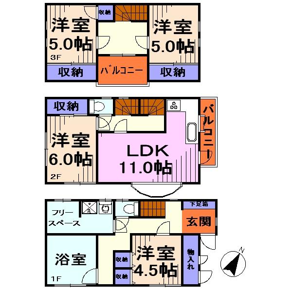Floor plan. 28,900,000 yen, 4LDK, Land area 69.42 sq m , Building area 106.81 sq m floor plan