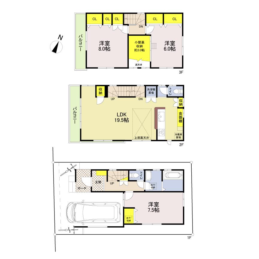 Floor plan. (Building 2), Price 39,580,000 yen, 3LDK, Land area 70 sq m , Building area 111.22 sq m
