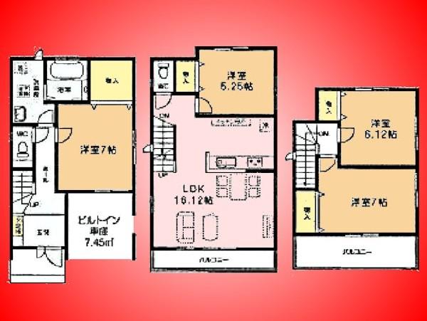 Floor plan. 38,800,000 yen, 4LDK, Land area 74.19 sq m , Building area 115.92 sq m
