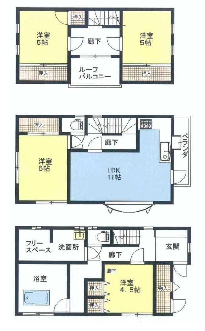 Floor plan. 28,900,000 yen, 4LDK, Land area 69.42 sq m , Building area 106.81 sq m 4LDK