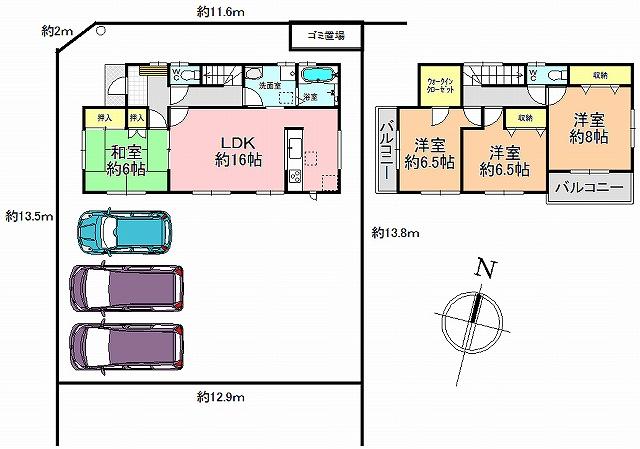 Floor plan. 36,800,000 yen, 4LDK+S, Land area 190.11 sq m , Building area 105.99 sq m