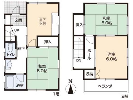 Floor plan. 11.5 million yen, 3K, Land area 76.38 sq m , Building area 59.2 sq m floor plan