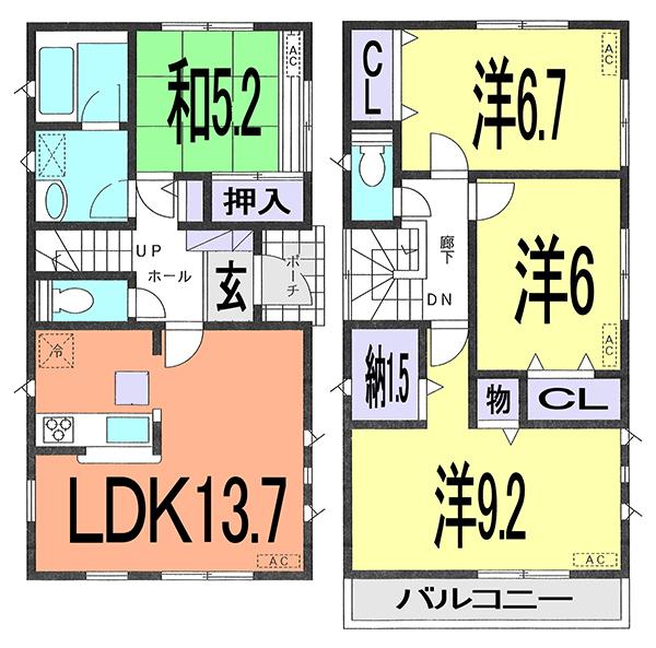 Floor plan. (1 Building), Price 25,800,000 yen, 4LDK, Land area 102.18 sq m , Building area 95.98 sq m