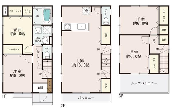 Floor plan. (Building 2), Price 24,800,000 yen, 4KK, Land area 101.14 sq m , Building area 103.5 sq m