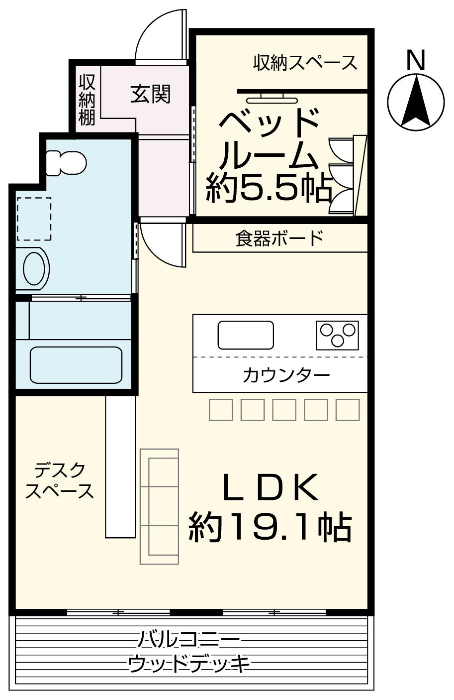 Floor plan. 1LDK, Price 11.8 million yen, Occupied area 51.76 sq m , Balcony area 8.1 sq m